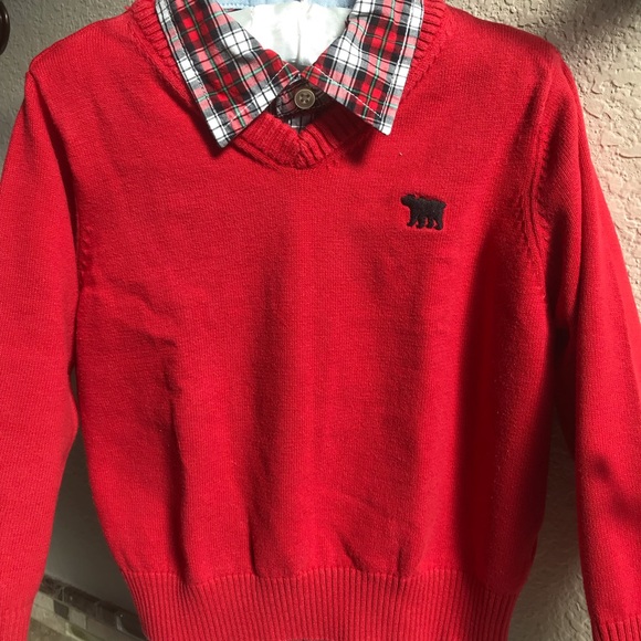 Boys 3T Red Plaid Shirt-Sweater set. - Picture 6 of 13